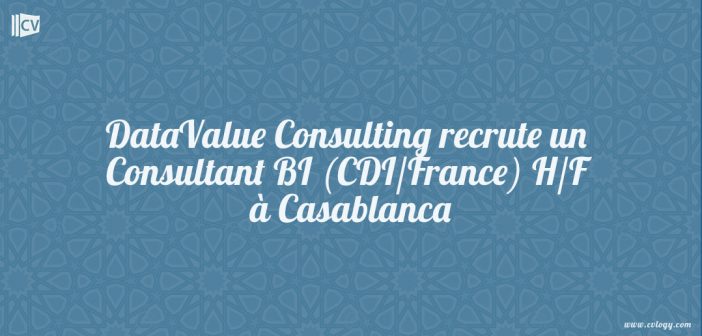DataValue Consulting recrute un Consultant BI (CDI/France) H/F à Casablanca