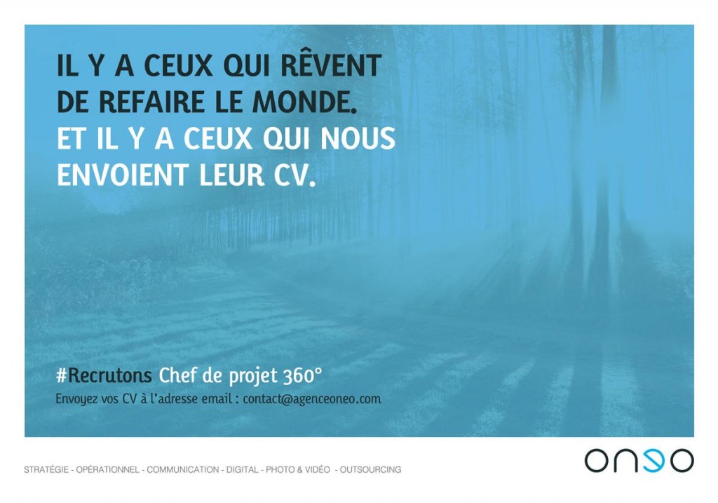 ONEO RECRUTE : H/F Chef de projet 360°