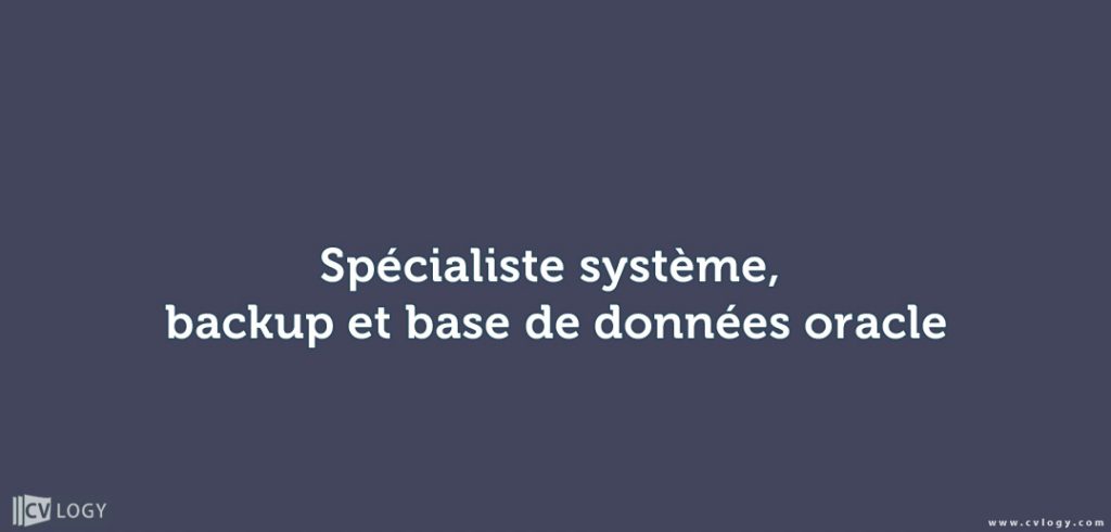 Spécialiste système, backup et base de données oracle