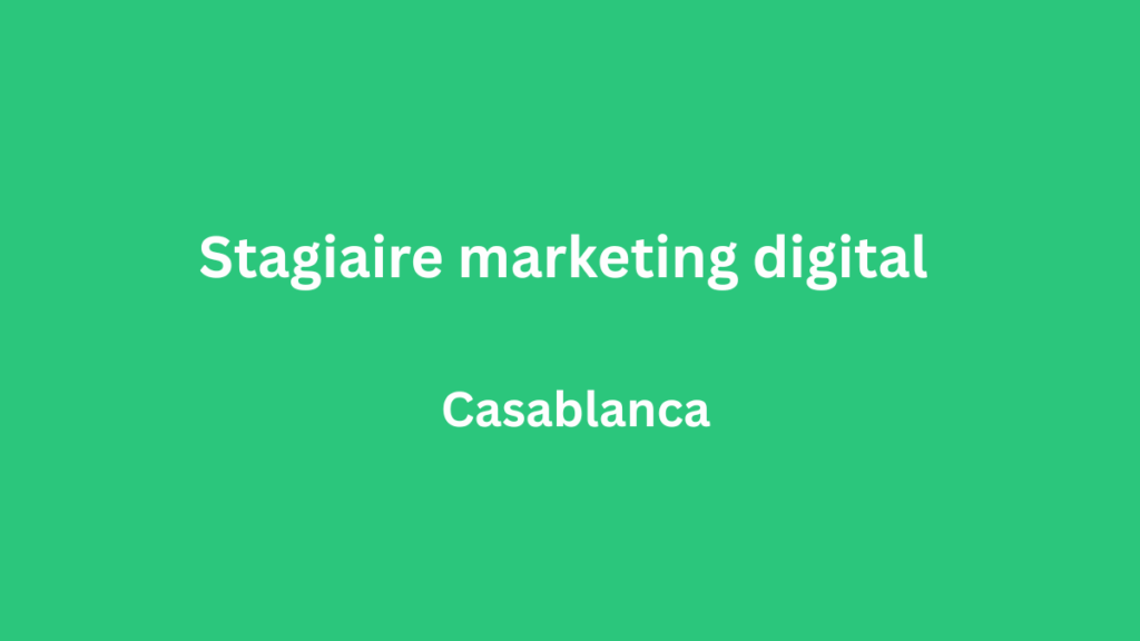 Stagiaire marketing digital à Casablanca